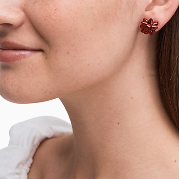 NWT~KATE SPADE~Sparkly RED Bourgeois Bow Earrings - Picture 3 of 3